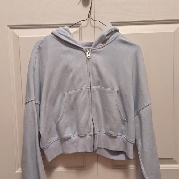 H&M blue cropped hoodie - Picture 1 of 6